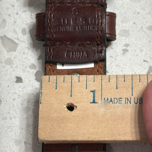 Guess Belt Brown w diamond grommets Self buckle SZ S length of leather total 33” - Picture 3 of 4